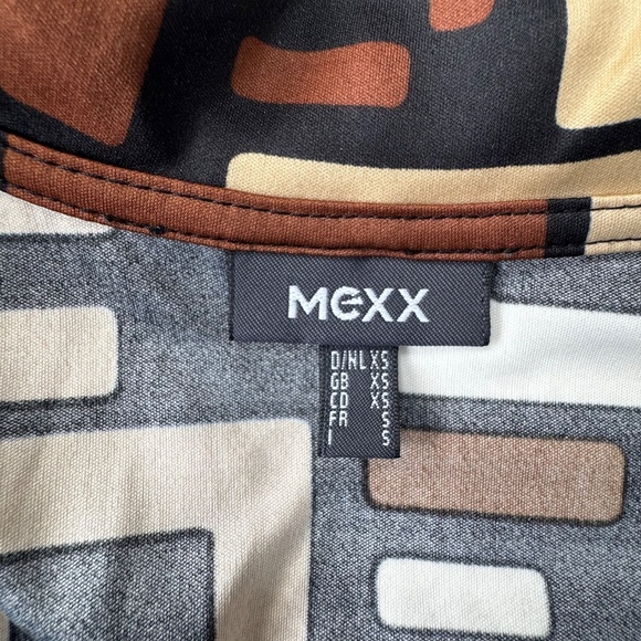 Vintage Retro Art Deco 70's Style Y2K Shirt Tie/Belt 3/4 Sleeves Brown Size XS - Picture 8 of 12